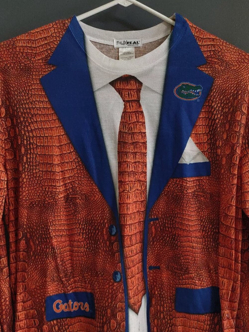 Florida Gators Long Sleeve T-Shirt Men's XXLFaux Real Suit Jacket Graphic Shirt